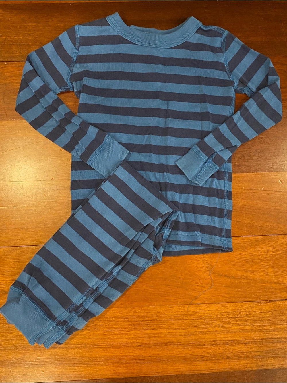 Hanna Andersson Navy and Light Blue Striped Pajama Set